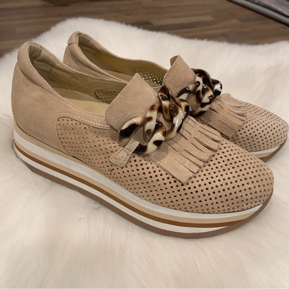 Original Buyer Canceled-  Softwaves Cadie Camel Velour Slip-on Platform Sneaker